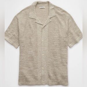 AE Weekend Button-Up Sweater Polo Shirt NWT OLIVE